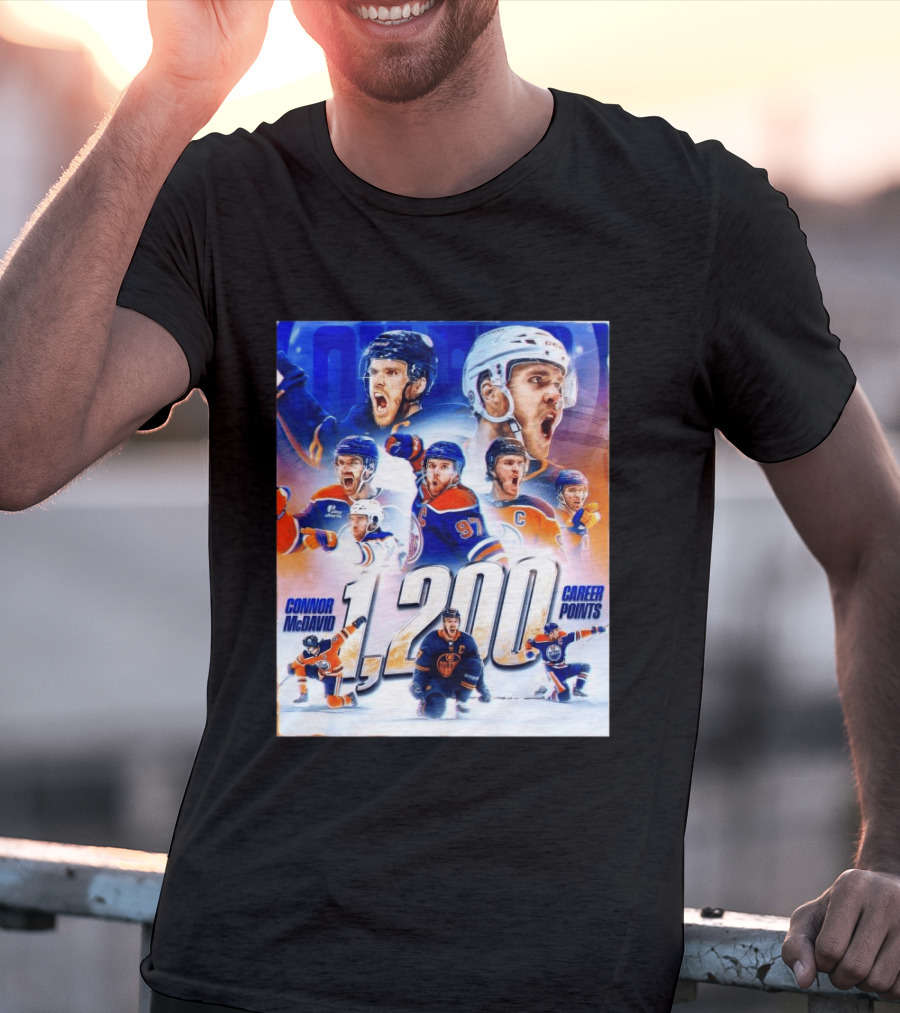 Connor McDavid 1200 Career Points NHL Record T-Shirt