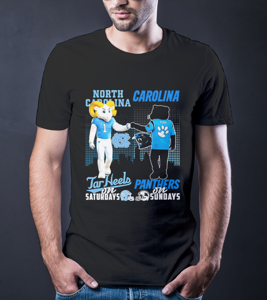 North Carolina Tar Heels Saturdays Carolina Panthers Sundays Skyline T-Shirt