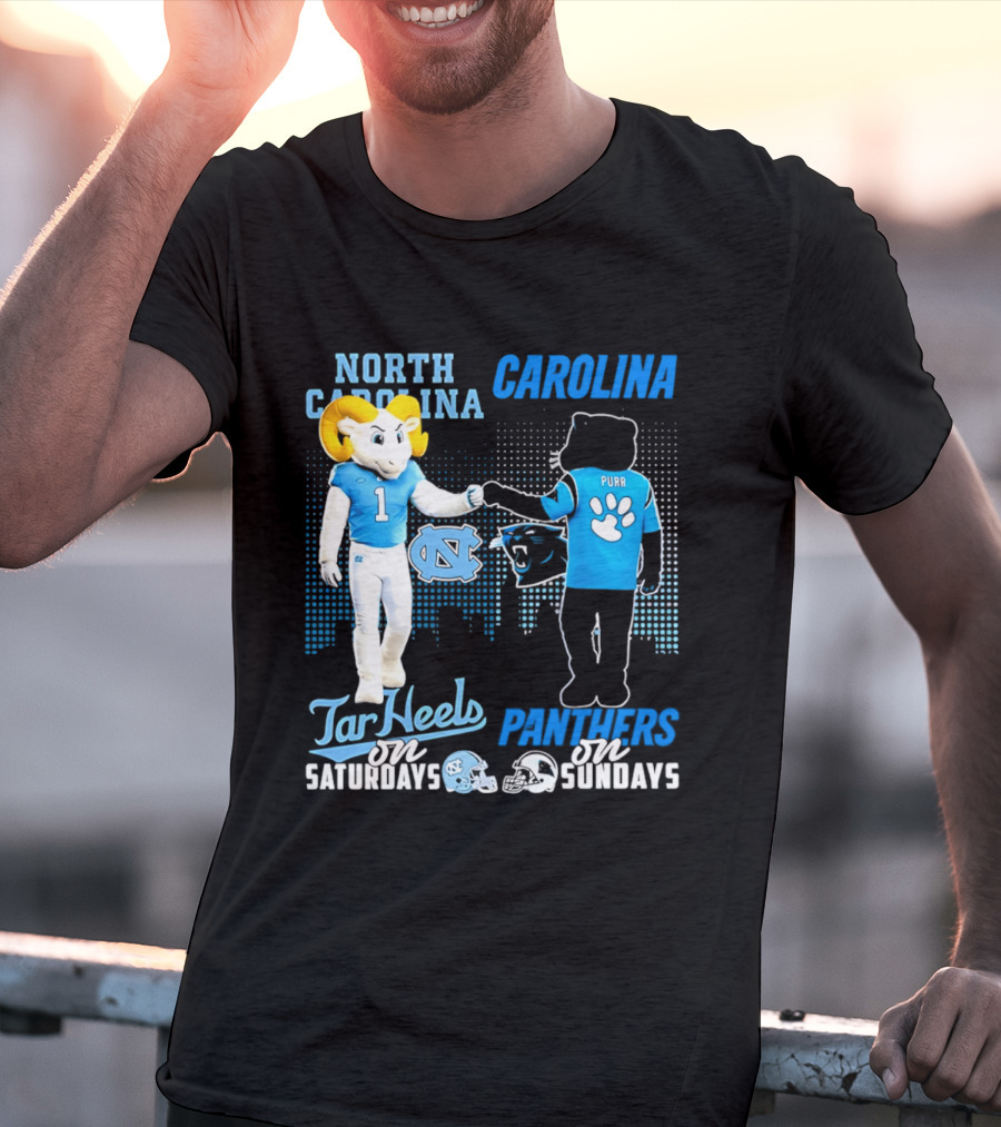 North Carolina Tar Heels Saturdays Carolina Panthers Sundays Skyline T-Shirt