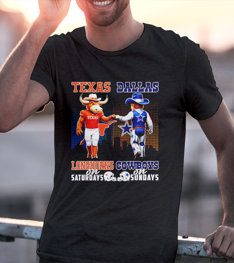 Texas Longhorns Saturdays Dallas Cowboys Sundays Skyline T-Shirt