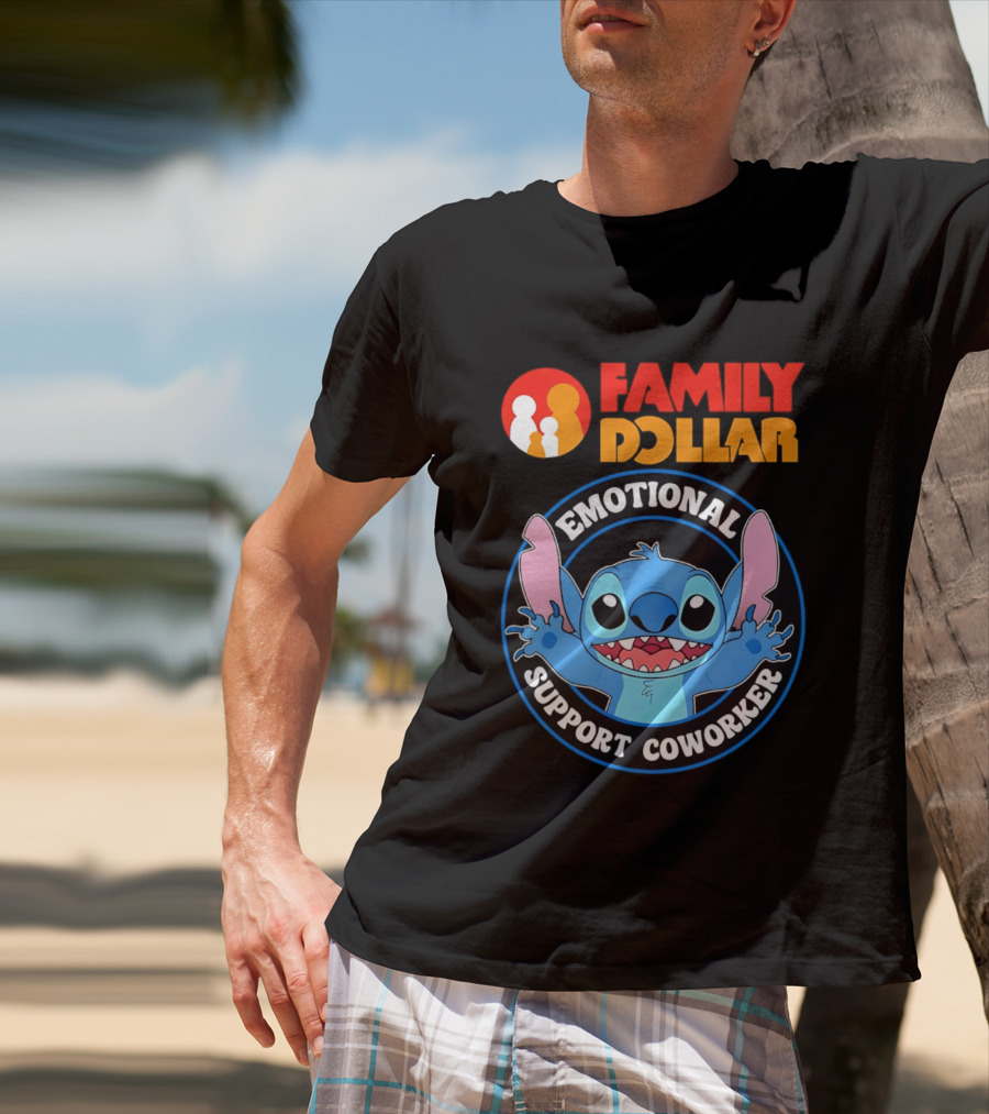 Family Dollar Emotional Support Coworker Stitch T-Shirt