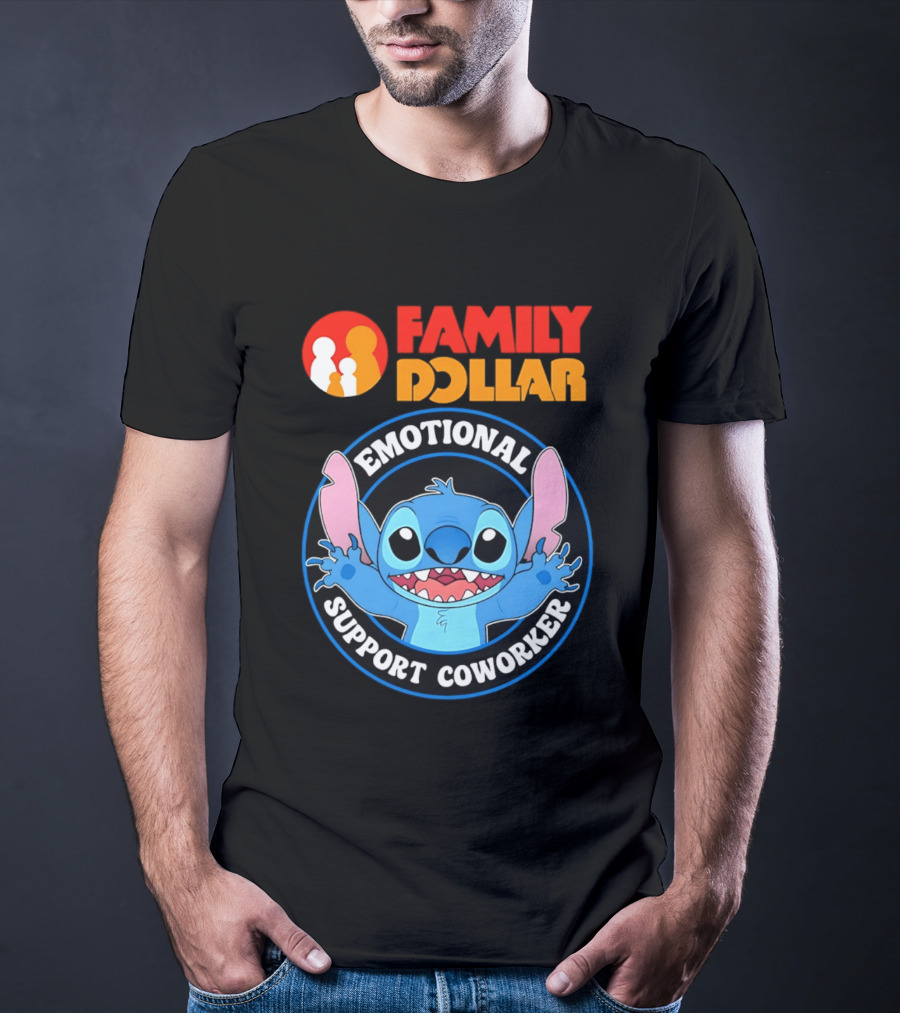 Family Dollar Emotional Support Coworker Stitch T-Shirt