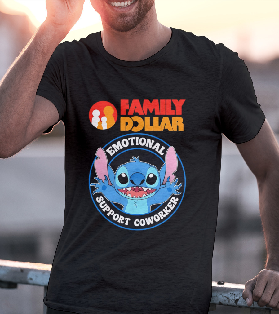 Family Dollar Emotional Support Coworker Stitch T-Shirt