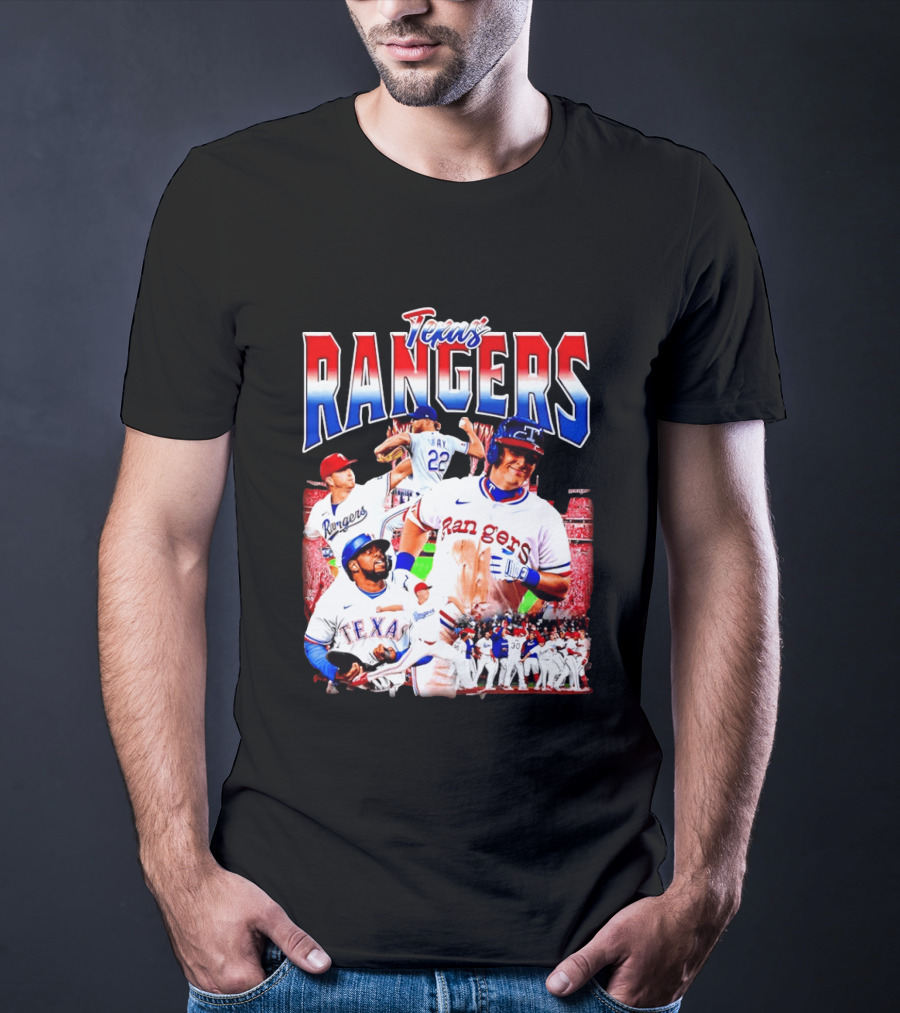 Texas Rangers Celebrate Baseball Team Collage 2025 T-Shirt