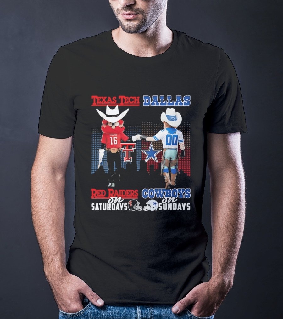 Texas Tech Red Raiders Saturdays Dallas Cowboys Sundays Skyline T-Shirt