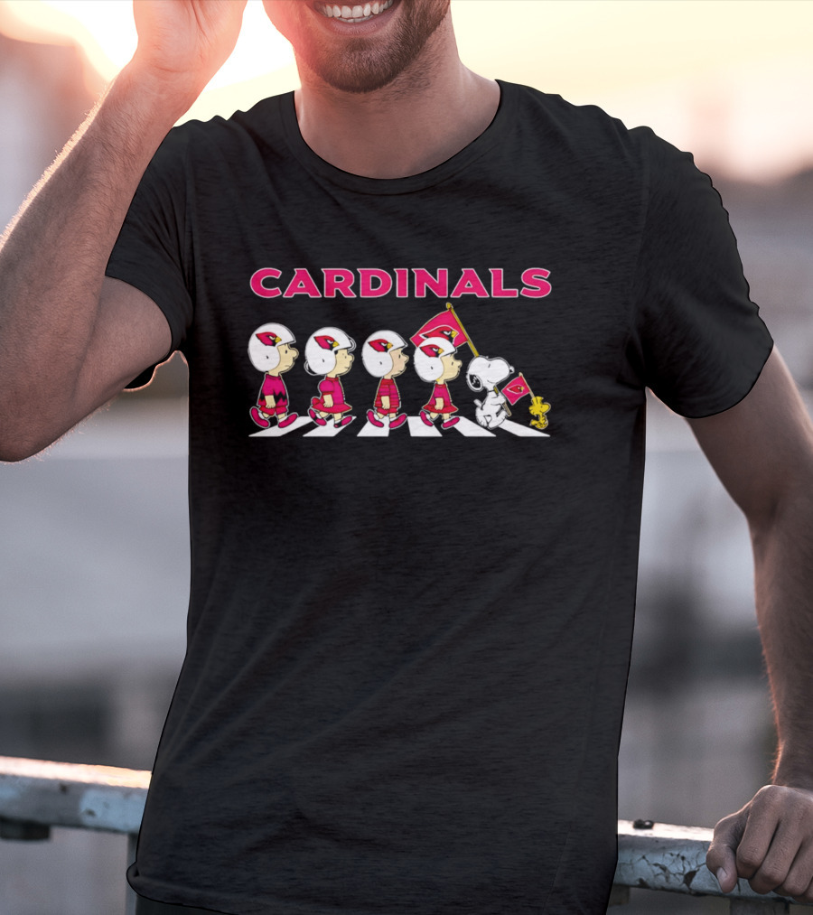 Peanuts X Arizona Cardinals Woodstock Snoopy Football Abbey Road Flag T-Shirt
