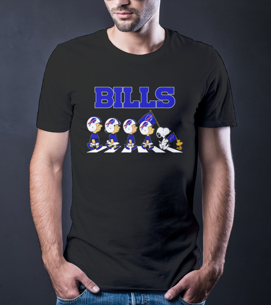 Peanuts Buffalo Bills Football Flag Abbey Road Walking T-Shirt