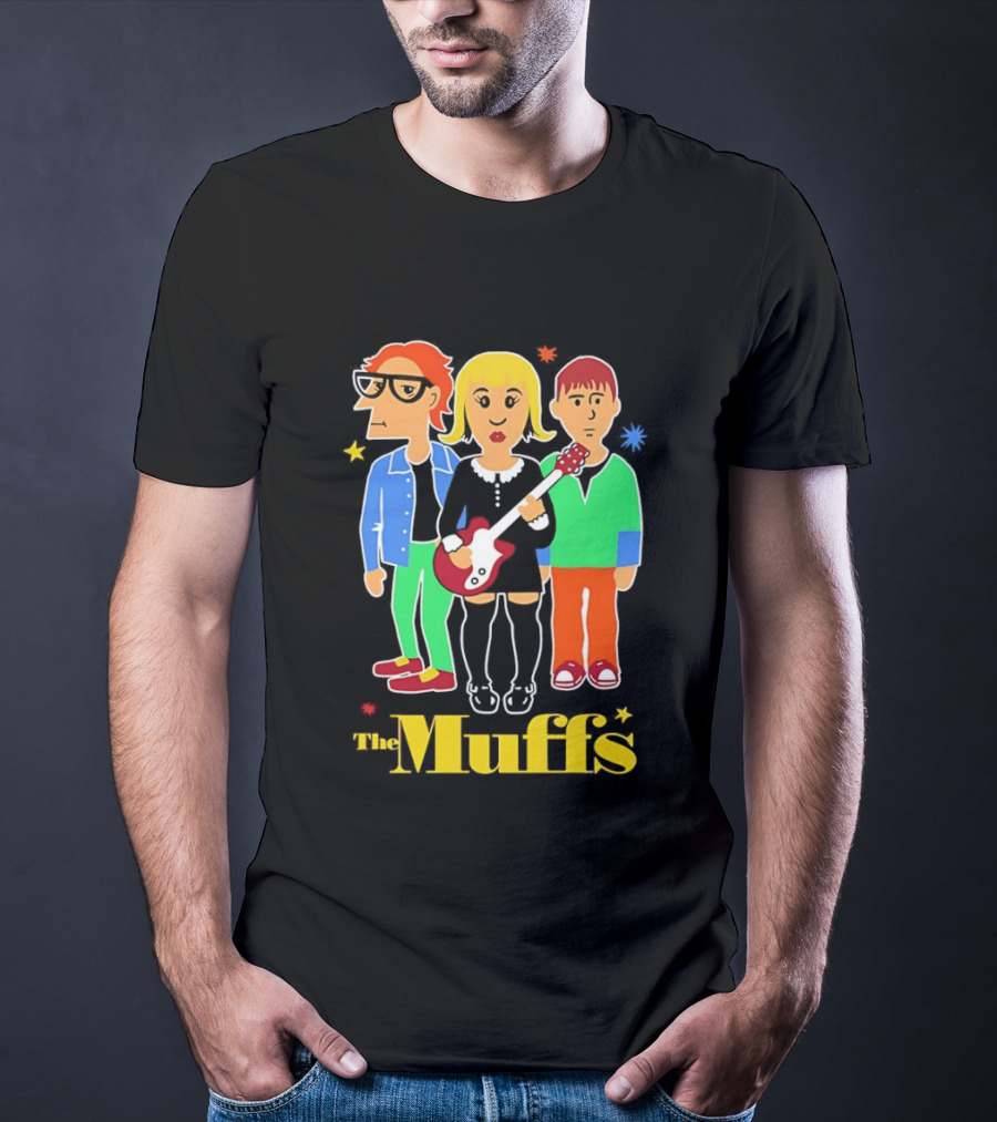 The Muffs Cartoon Characters Ronnie Kim And Roy Playing Guitar T-Shirt