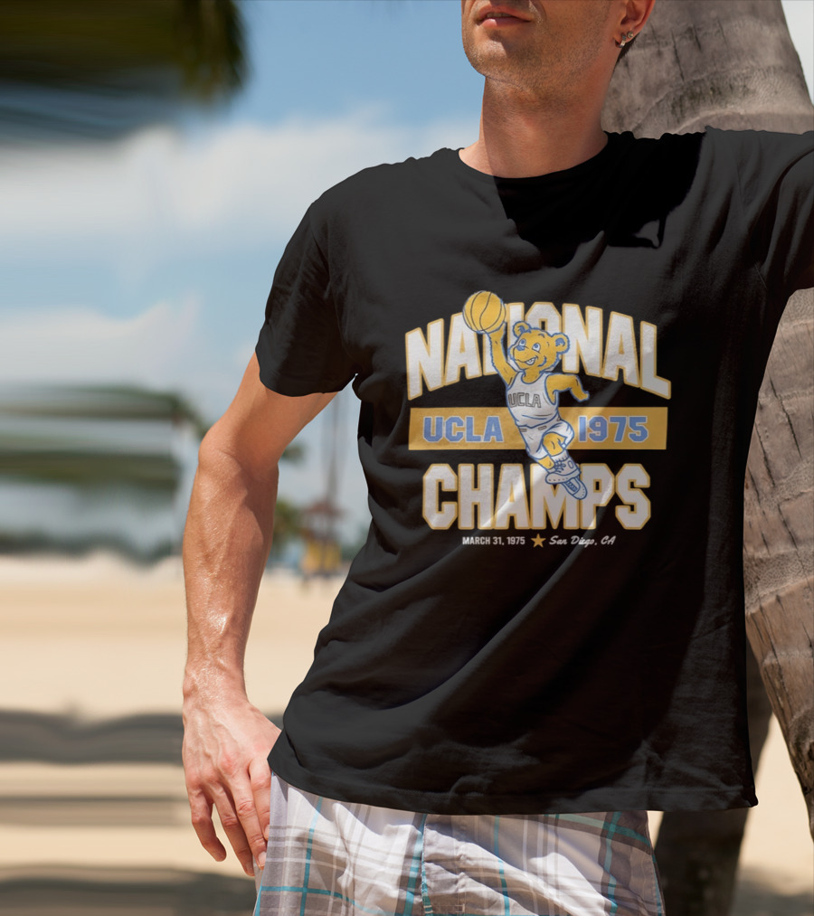UCLA Bruins National Champs 1975 March 31 San Diego Basketball Bear T-Shirt