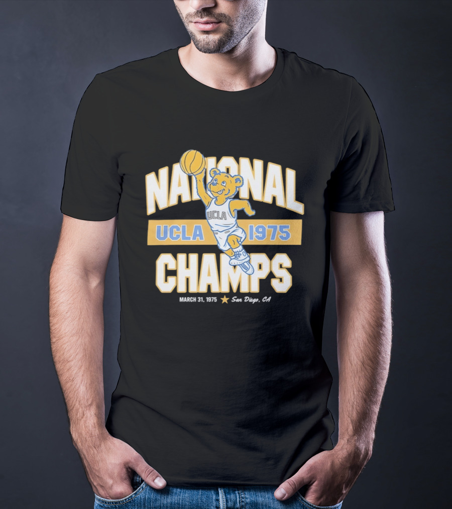UCLA Bruins National Champs 1975 March 31 San Diego Basketball Bear T-Shirt