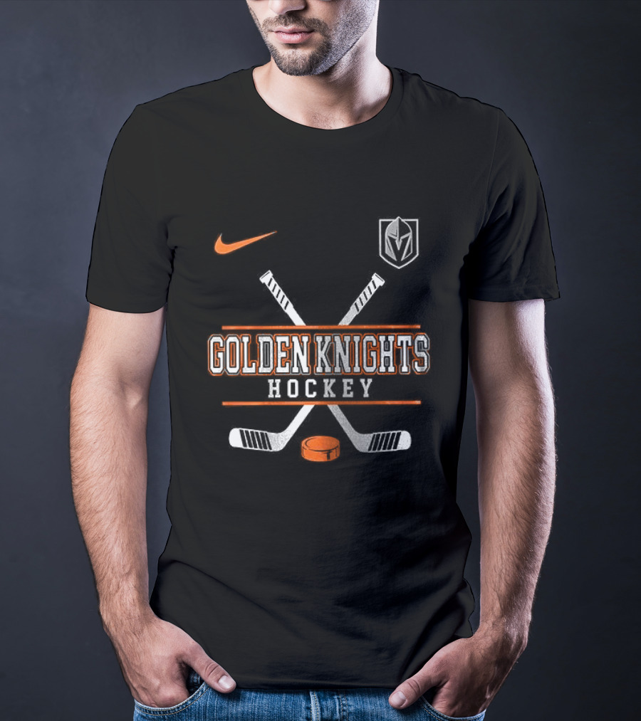 Nike Vegas Golden Knights Hockey Crossed Sticks T-Shirt
