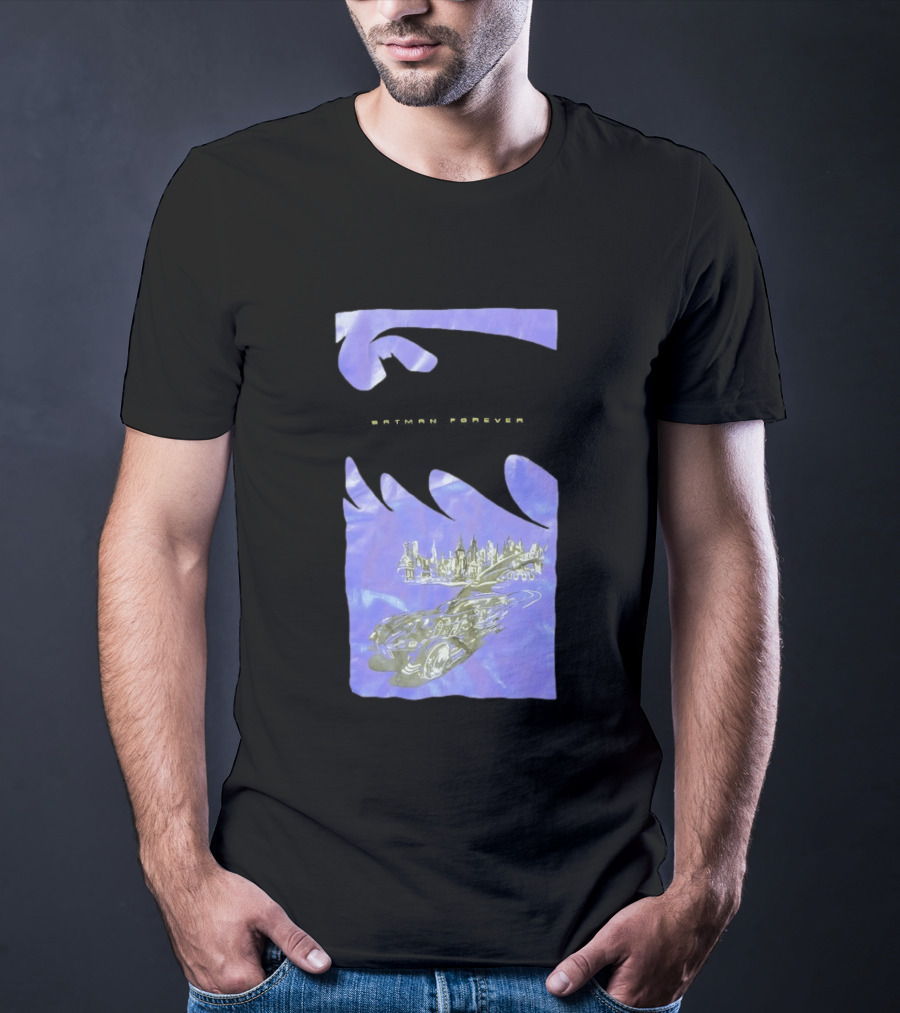 Photos Of A Batman Forever Gotham City Skyline Batmobile T-Shirt