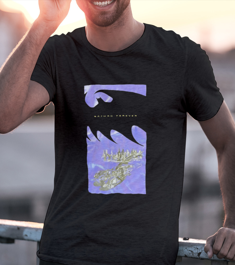 Photos Of A Batman Forever Gotham City Skyline Batmobile T-Shirt