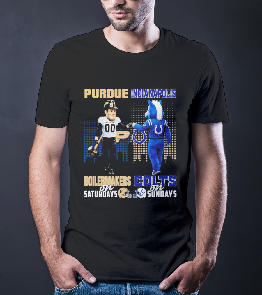 Purdue Boilermakers Saturdays Indianapolis Colts Sundays Skyline T-Shirt