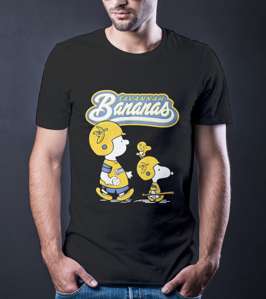 Savannah Bananas Snoopy Peanuts Baseball Player Helmet Bat T-Shirt