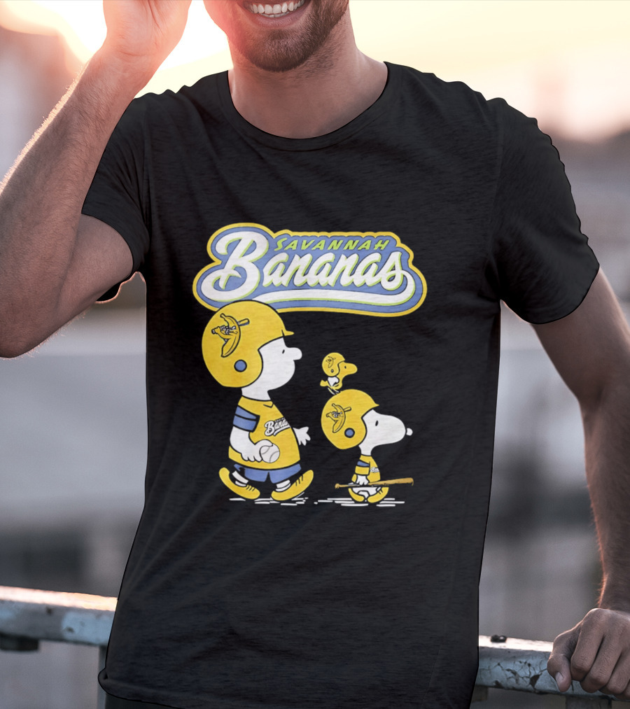 Savannah Bananas Snoopy Peanuts Baseball Player Helmet Bat T-Shirt