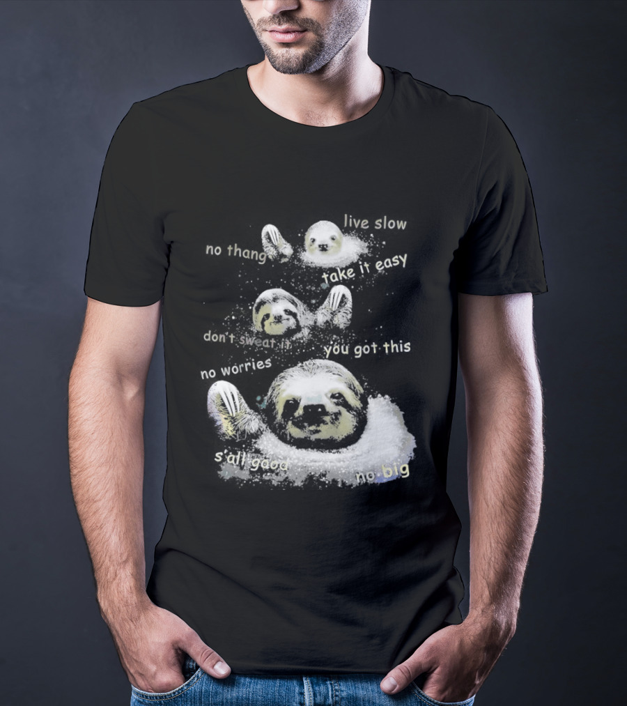 Sloth No Thang Live Slow Take It Easy Don’t Sweat It You Got This No Worries T-Shirt