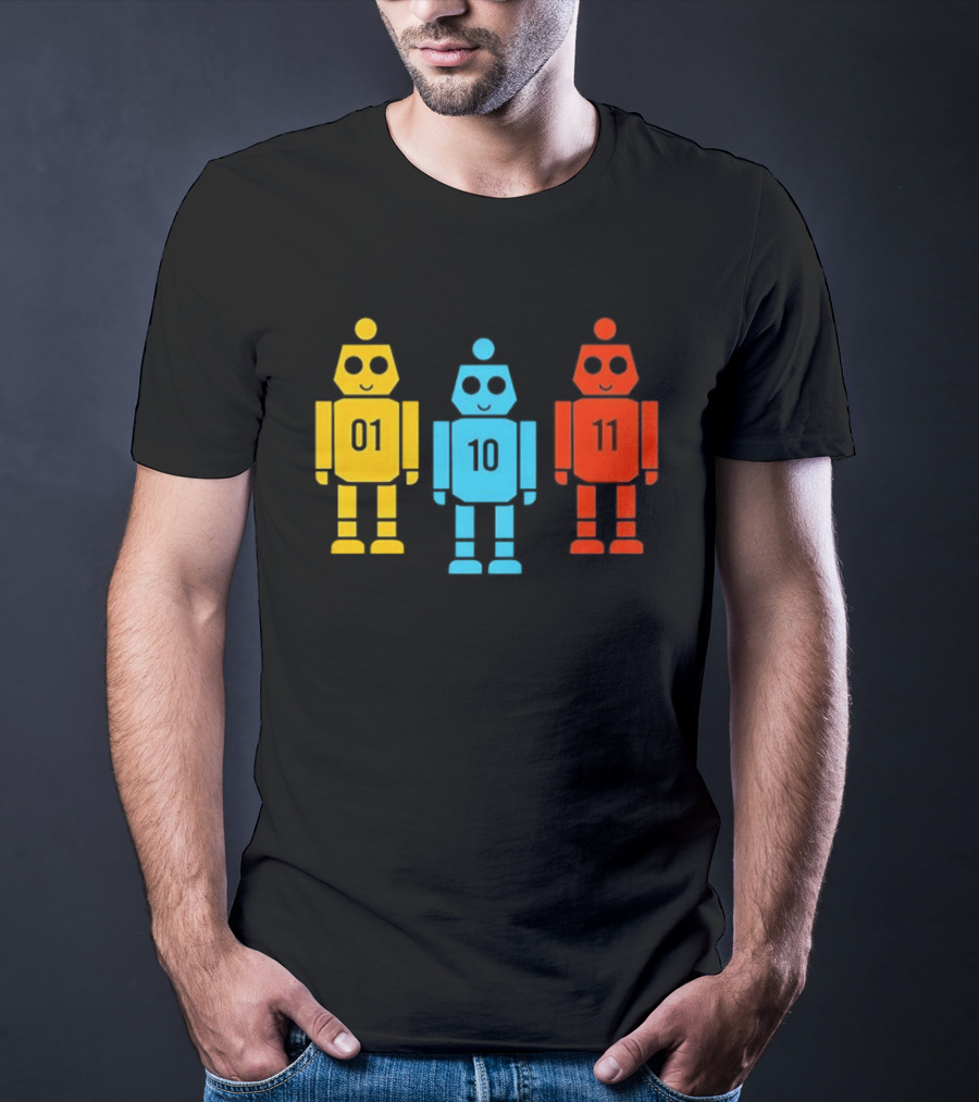 Robot 01 10 11 Trio Colorful Robot T-Shirt