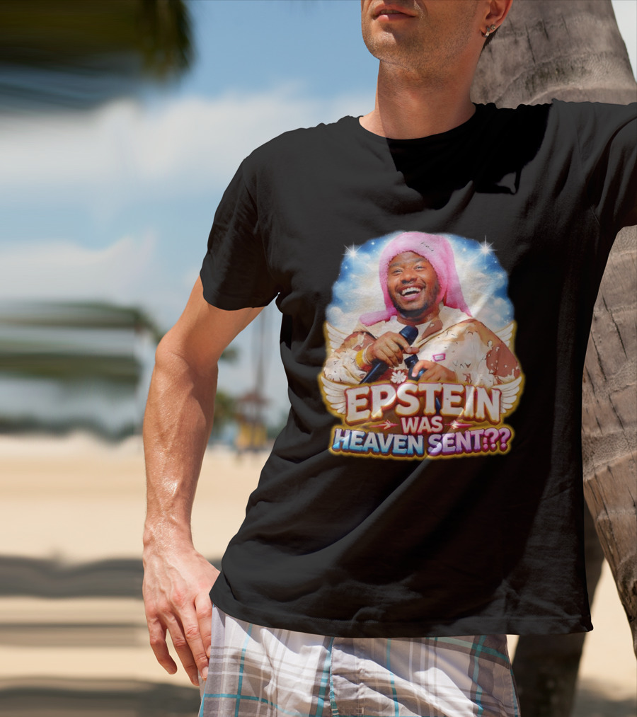 Epstein Was Heaven Sent Pink Hat Smiling Man With Microphone And Camouflage Jacket T-Shirt