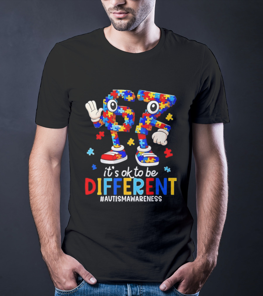 Sixty Seven It's OK To Be Different Autism Awareness Puzzle Pieces T-Shirt