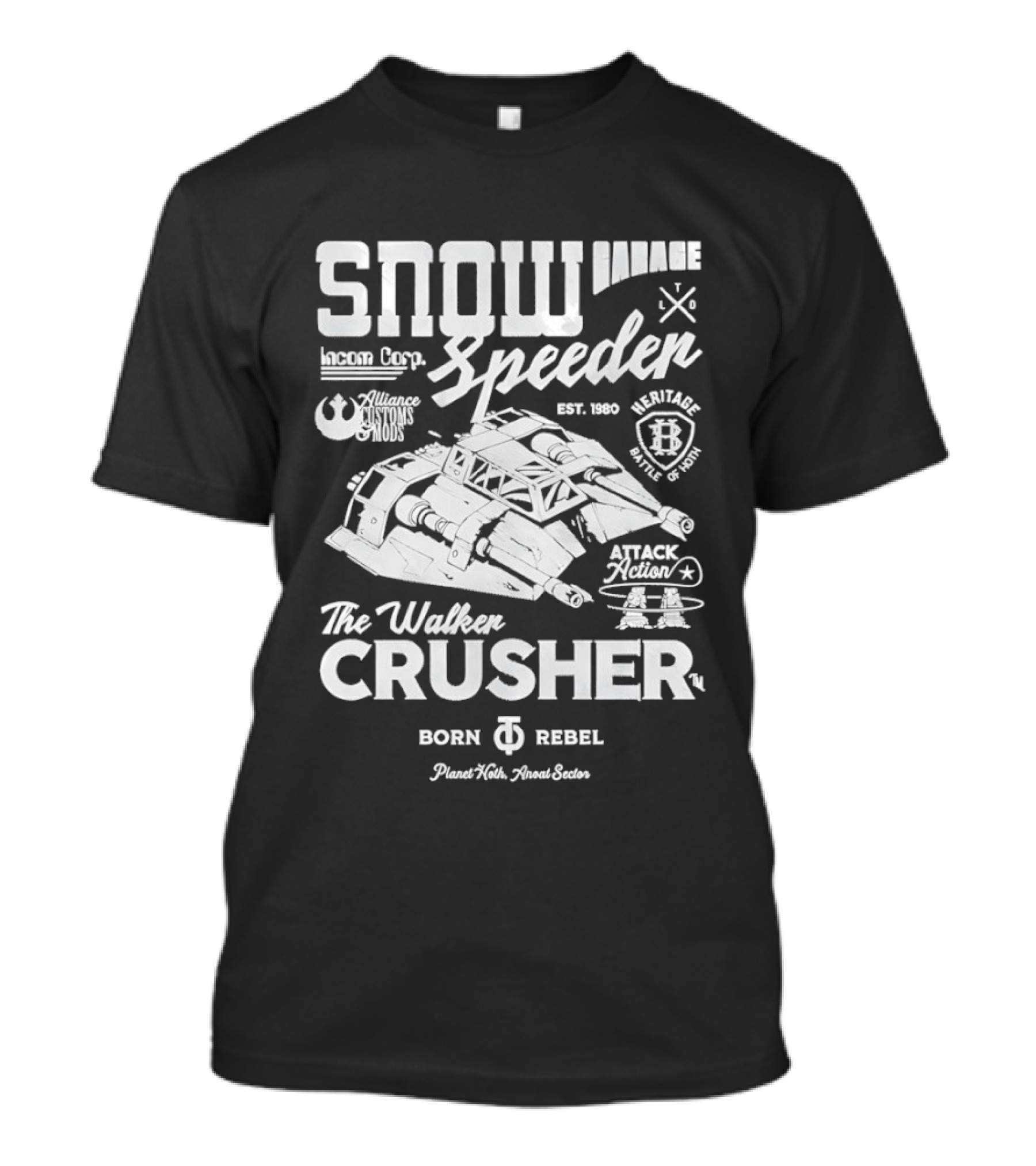 Snow Speeder Garage Walker Crusher Planet Hoth Anoat Sector Rebel Attack Squadron T-Shirt