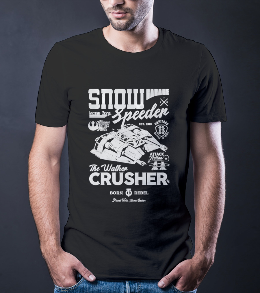 Snow Speeder Garage Walker Crusher Planet Hoth Anoat Sector Rebel Attack Squadron T-Shirt