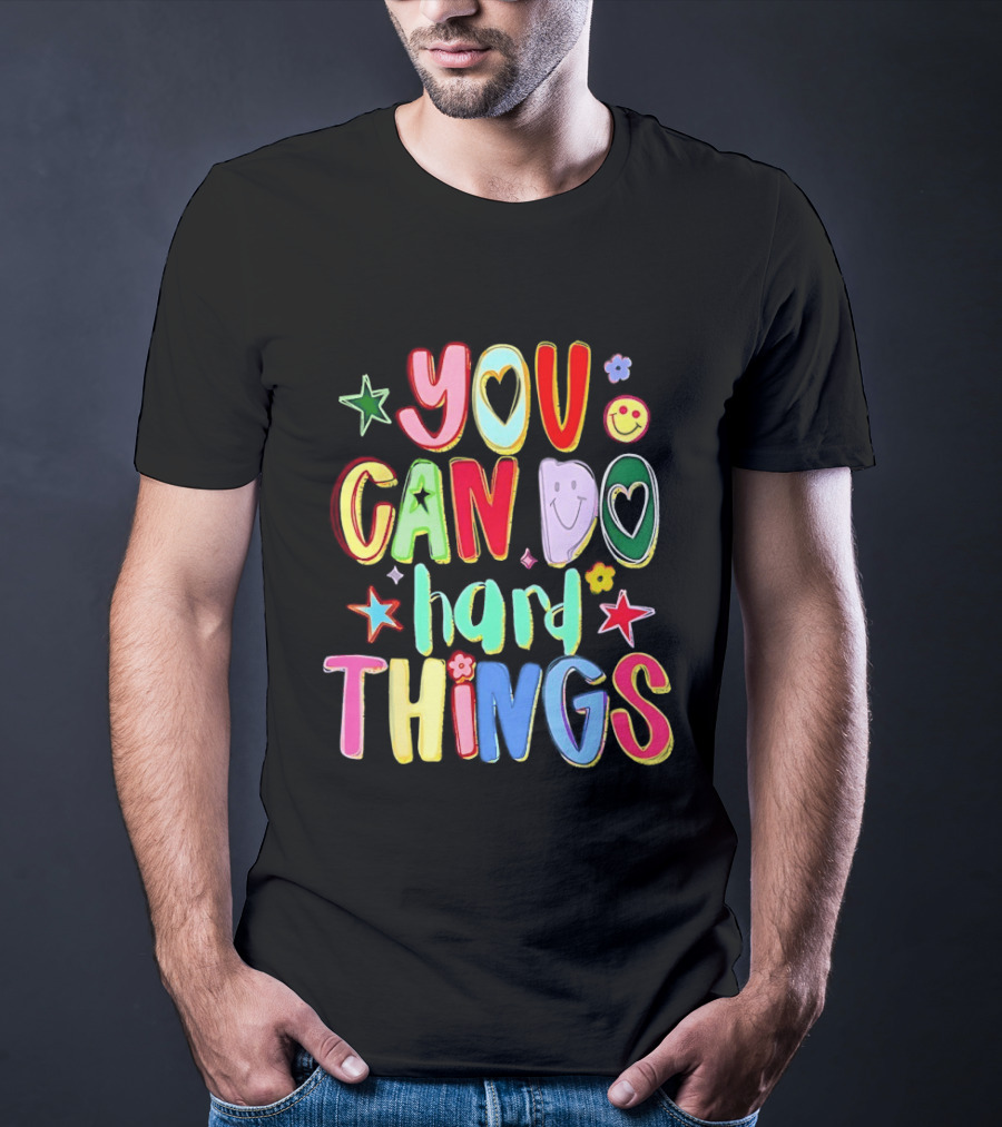 You Can Do Hard Things Autism Awareness Colorful Positive Message T-Shirt