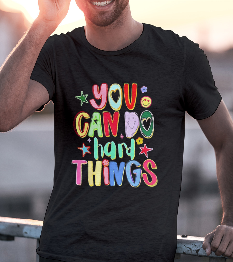 You Can Do Hard Things Autism Awareness Colorful Positive Message T-Shirt