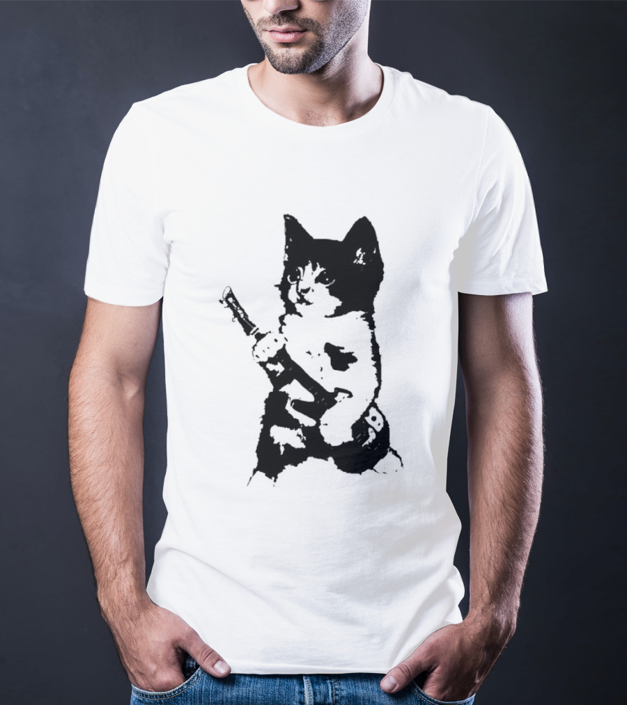 Rockstar Kitten Cat Playing Guitar Feline Musician T-Shirt