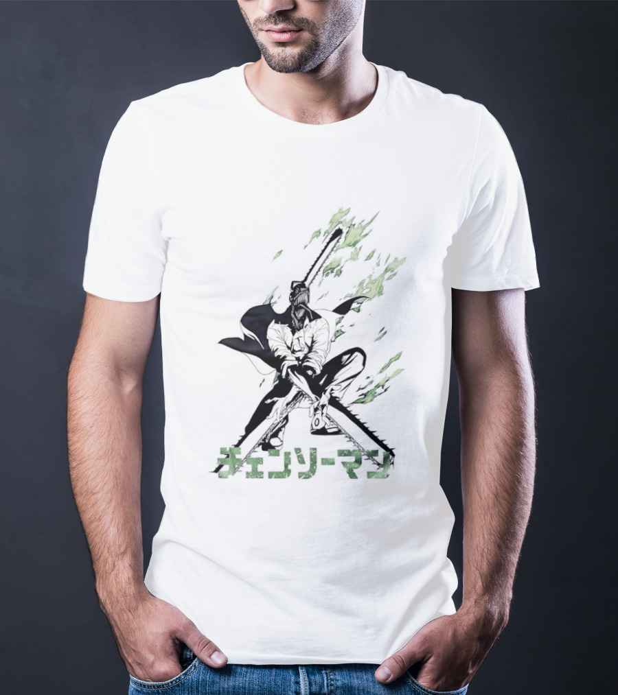 Chainsaw Man Katana Duel Anime Flames Japanese T-Shirt