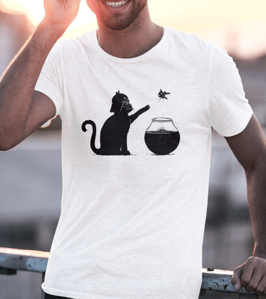 Darth Cat Uses Force On Fish Bowl Star Wars T-Shirt
