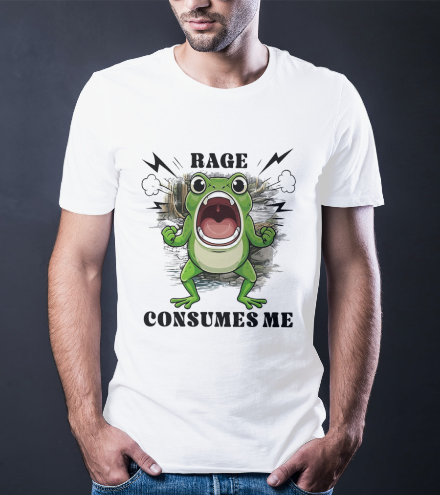 Rage Consumes Me Grumpy Frog Scream Meme T-Shirt