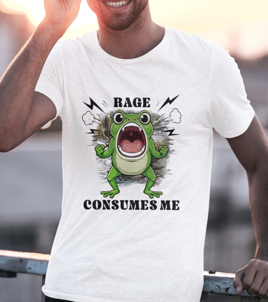 Rage Consumes Me Grumpy Frog Scream Meme T-Shirt