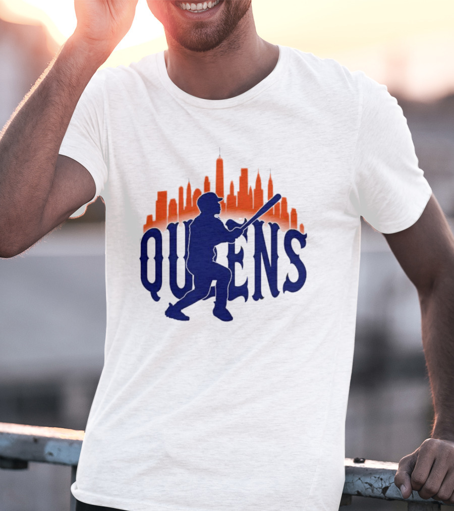New York Mets Queens Baseball Skyline MLB T-Shirt
