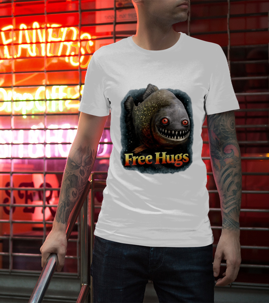 Piranha Free Hugs Creepy Fish Joke T-Shirt