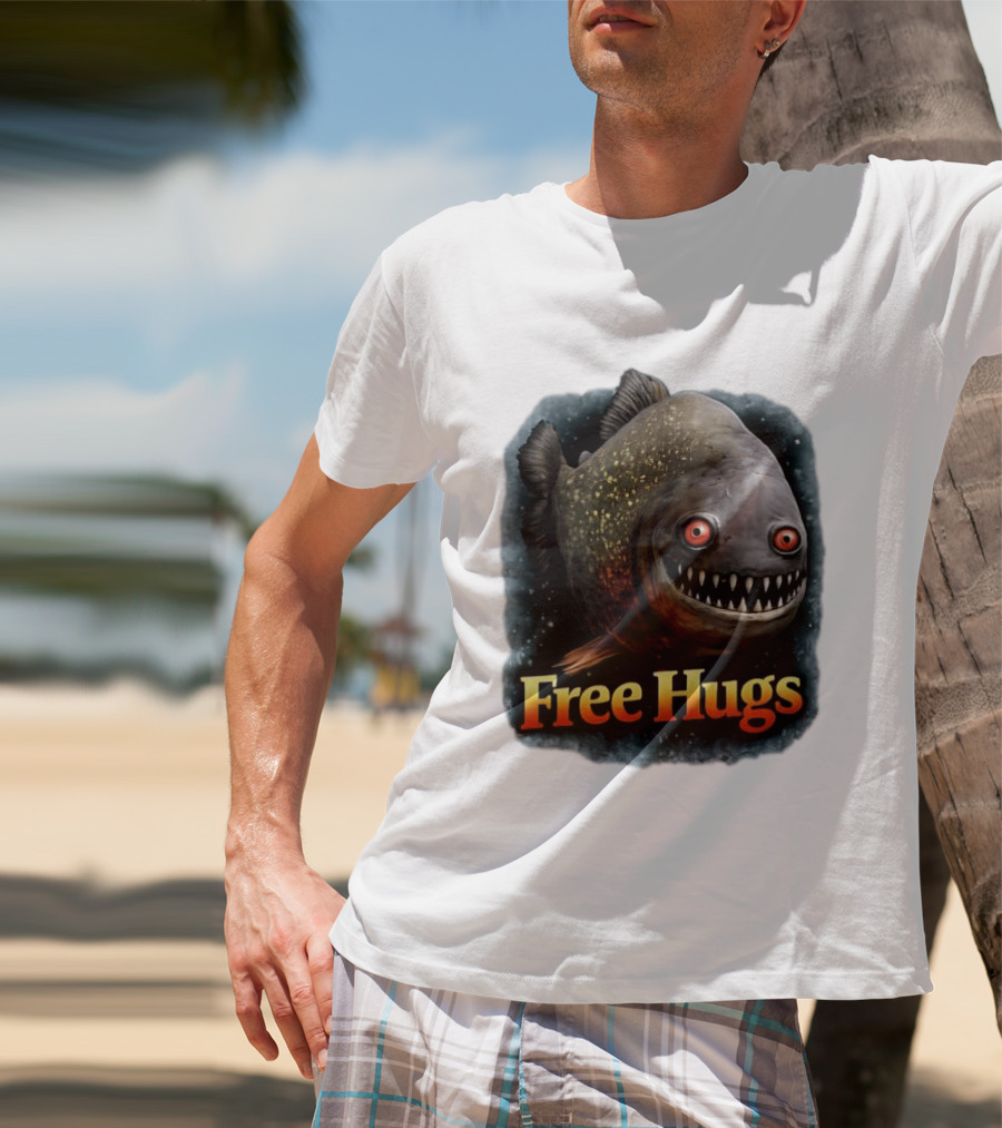 Piranha Free Hugs Creepy Fish Joke T-Shirt