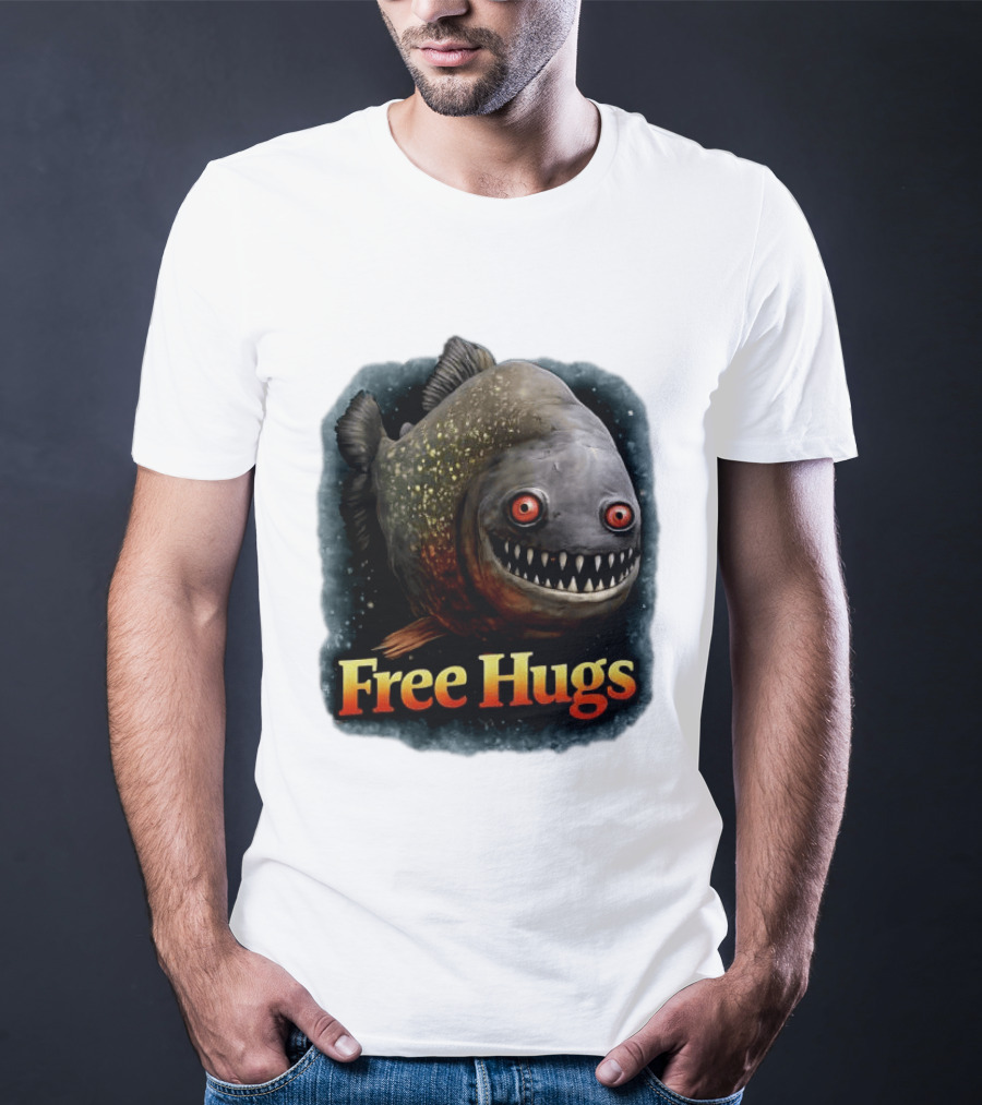 Piranha Free Hugs Creepy Fish Joke T-Shirt