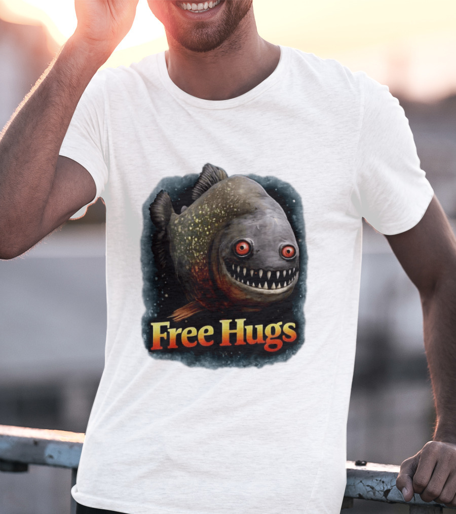 Piranha Free Hugs Creepy Fish Joke T-Shirt