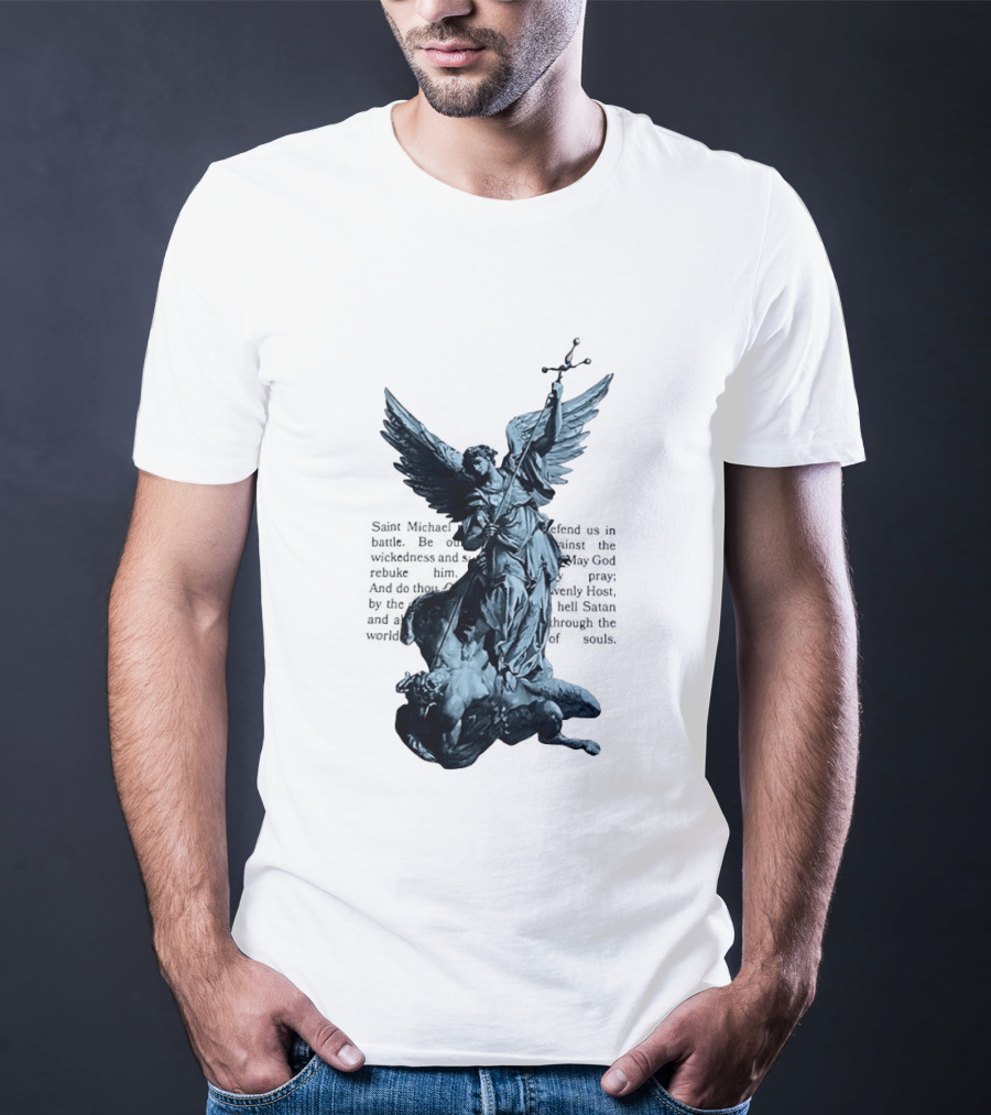 Saint Michael Overcoming Satan With Sword And Wings T-Shirt