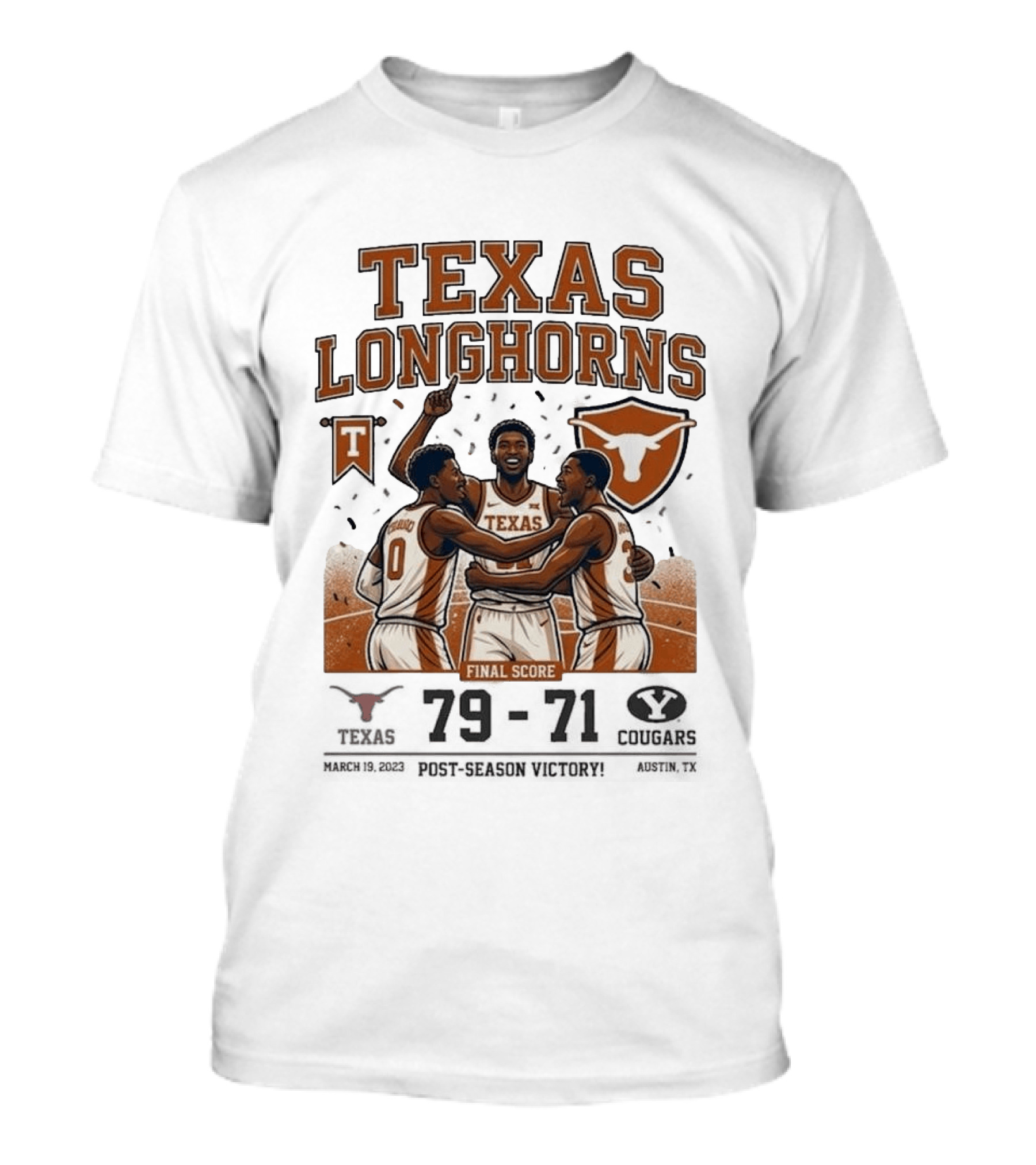 Texas Longhorns Basketball Triumph Over BYU Final Score Victory T-Shirt