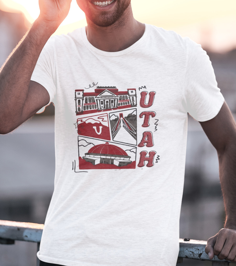 Utah Utes Campus Landmarks Huntsman Center Graphic Red T-Shirt