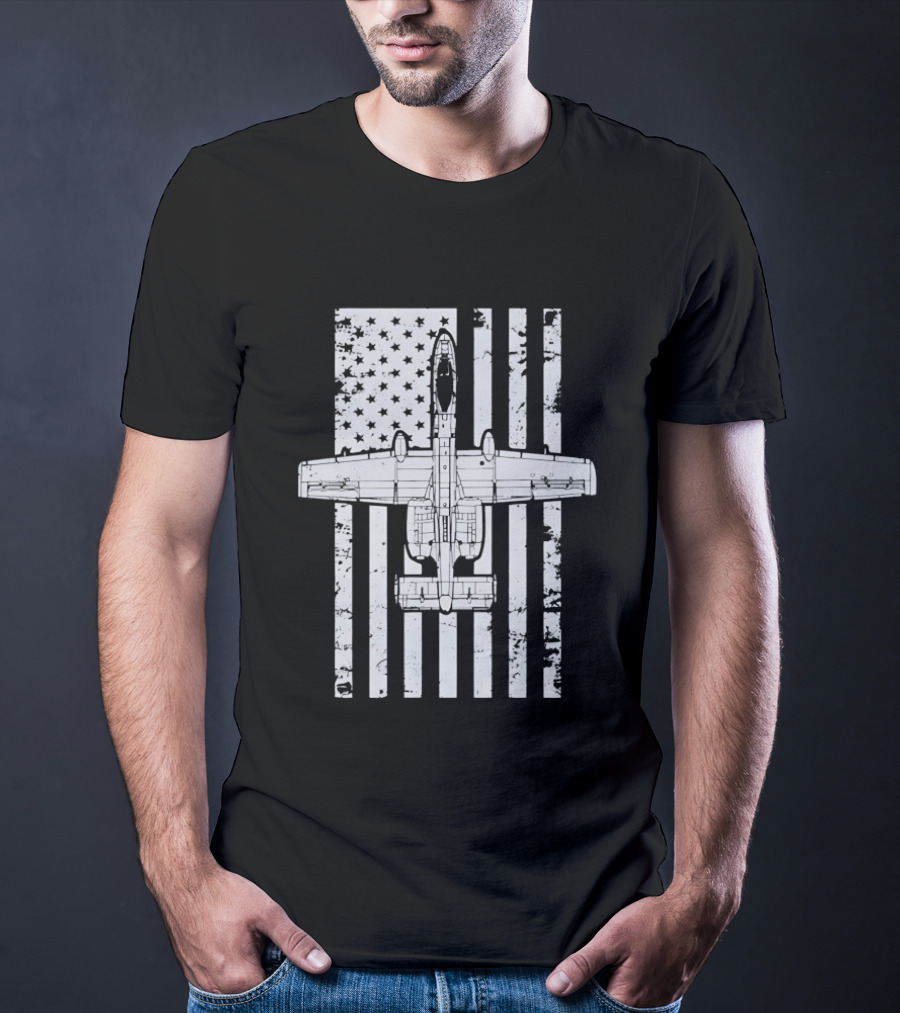A 10 Warthog American Flag Distressed T-Shirt