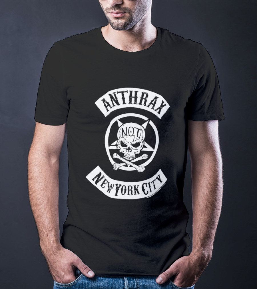 Anthrax Skull New York City NOT Logo Biker T-Shirt