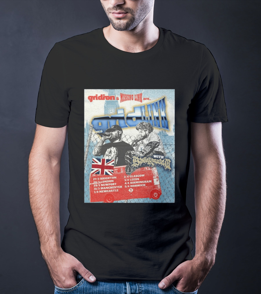 Gridiron X Missing Link UK 2026 Tour With Gridlink Dates And British Flag T-Shirt
