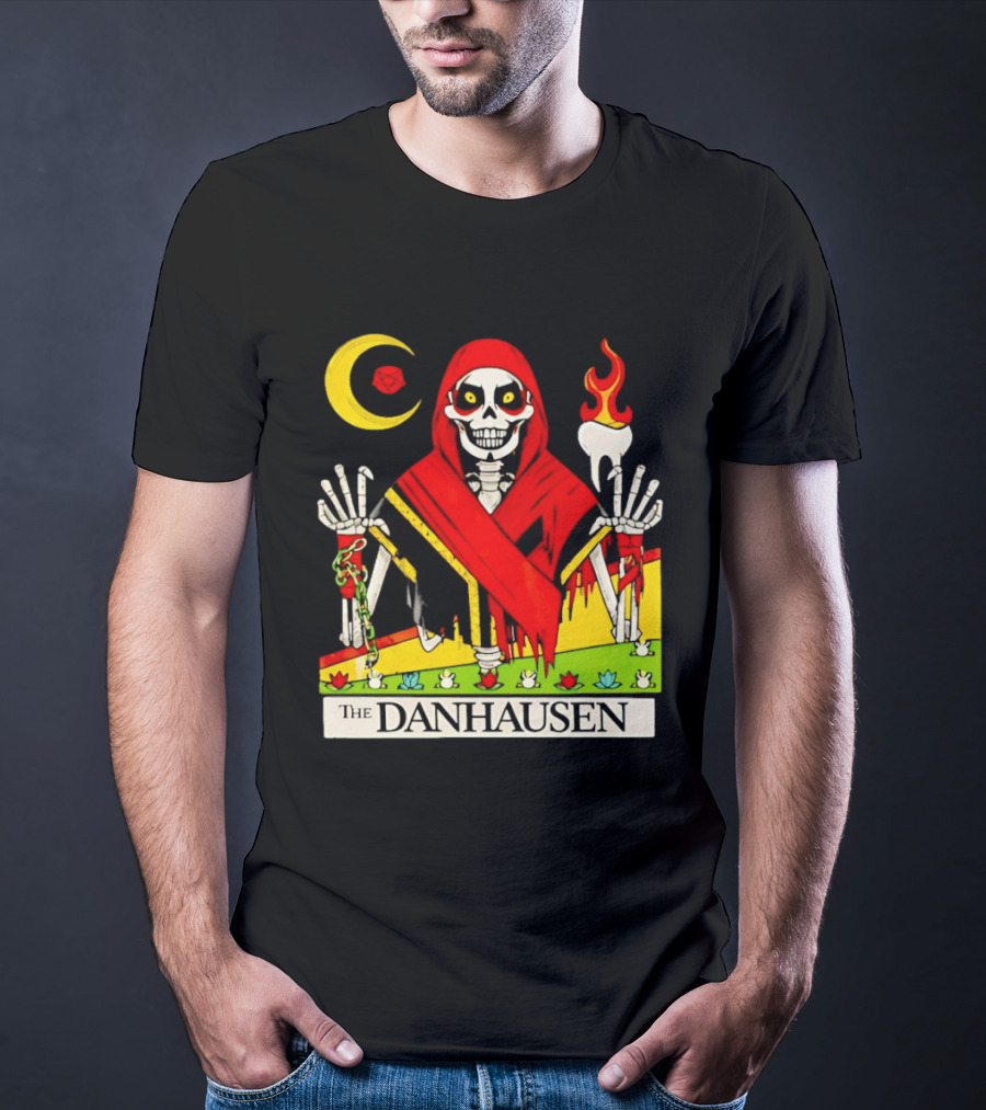 Skeleton In Red Outfit With Cursed WWE Tooth Danhausen T-Shirt