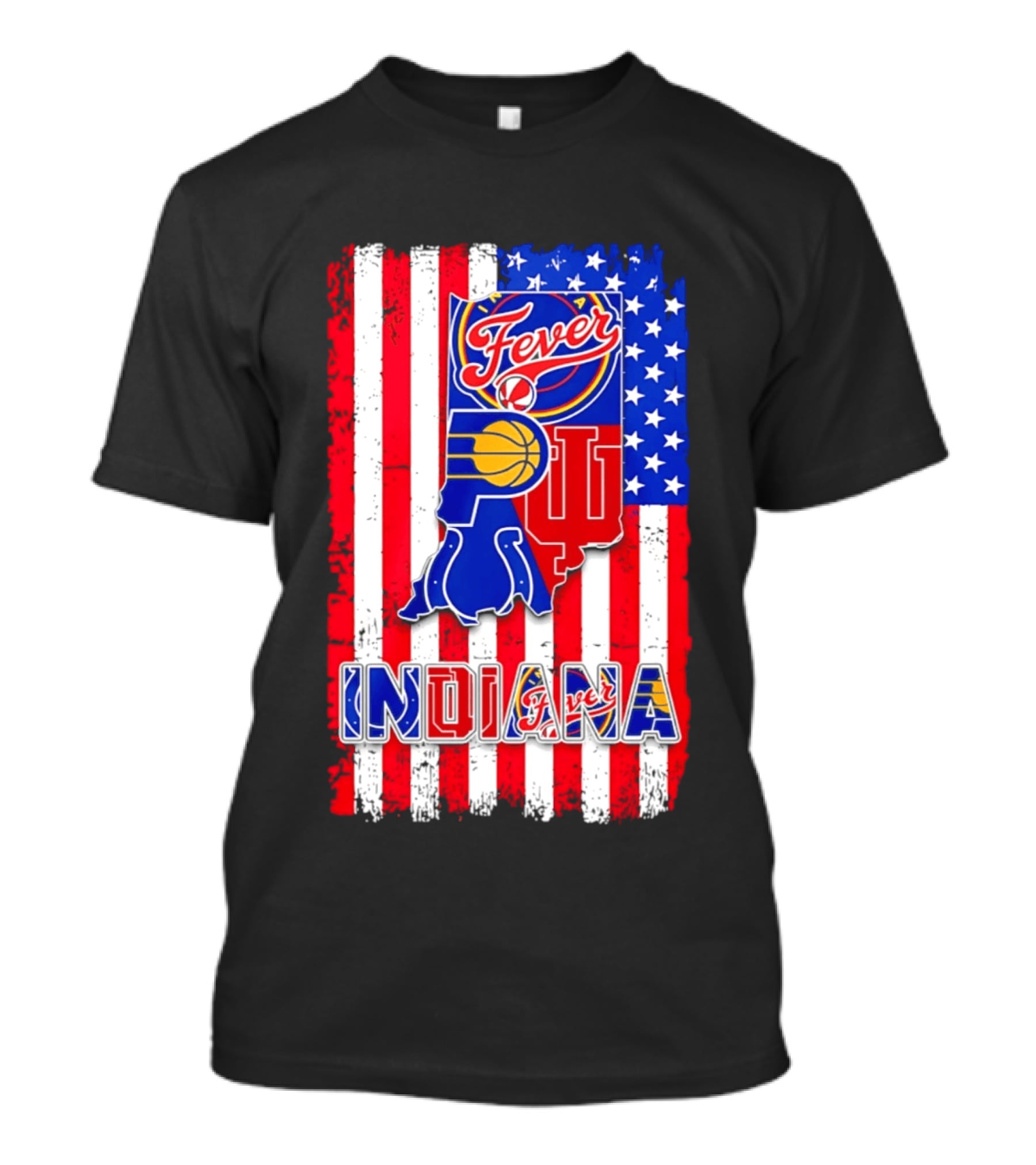 Indiana Fever Pacers Hoosiers American Flag T-Shirt