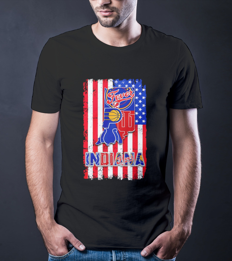 Indiana Fever Pacers Hoosiers American Flag T-Shirt