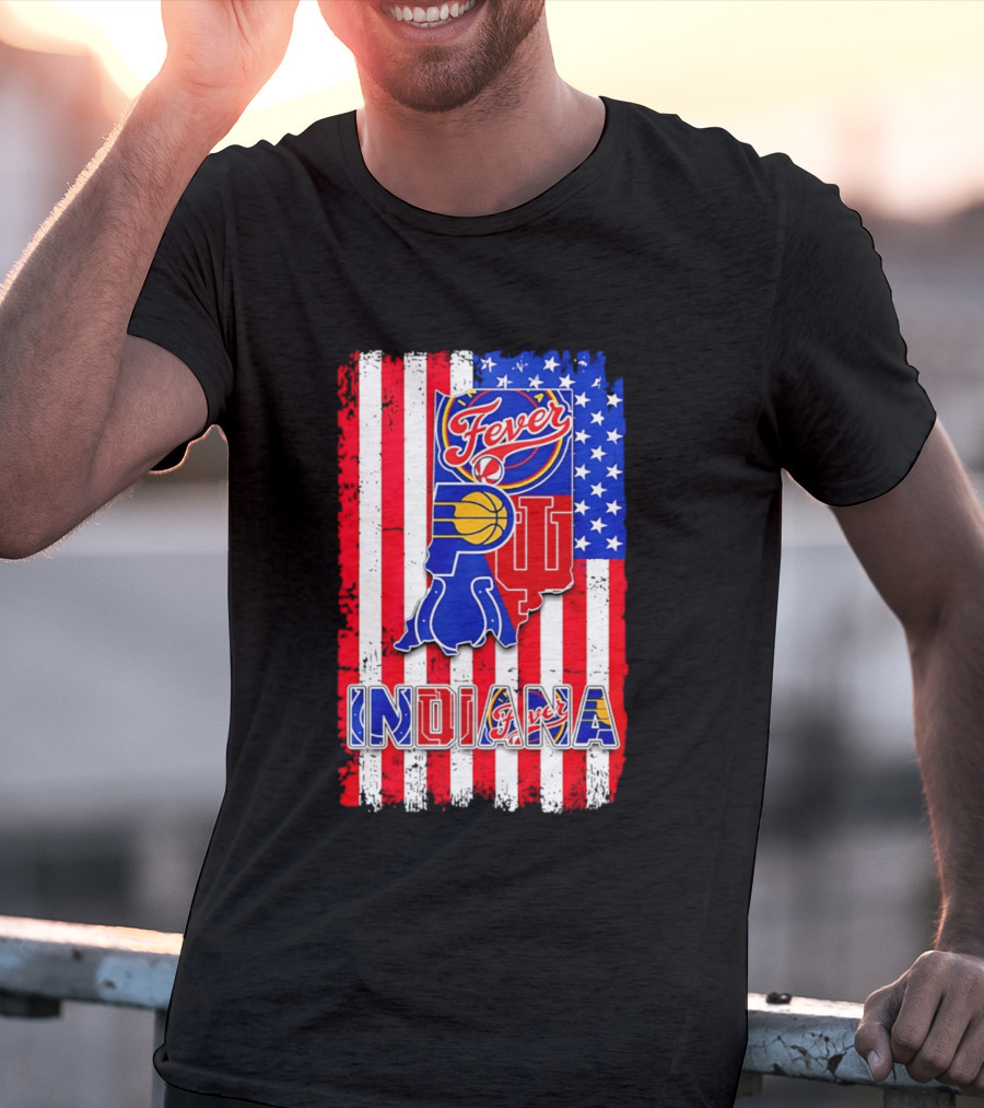 Indiana Fever Pacers Hoosiers American Flag T-Shirt
