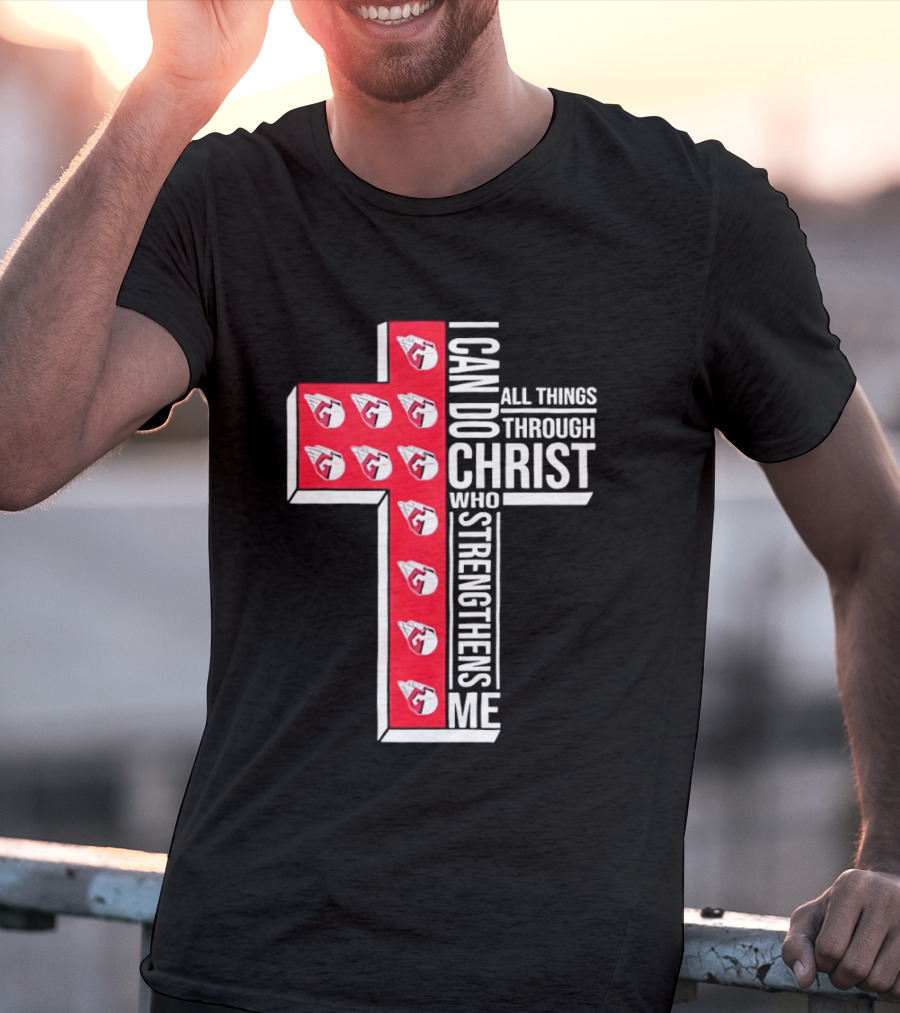 Cleveland Guardians I Can Do All Things Through Christ Cross T-Shirt