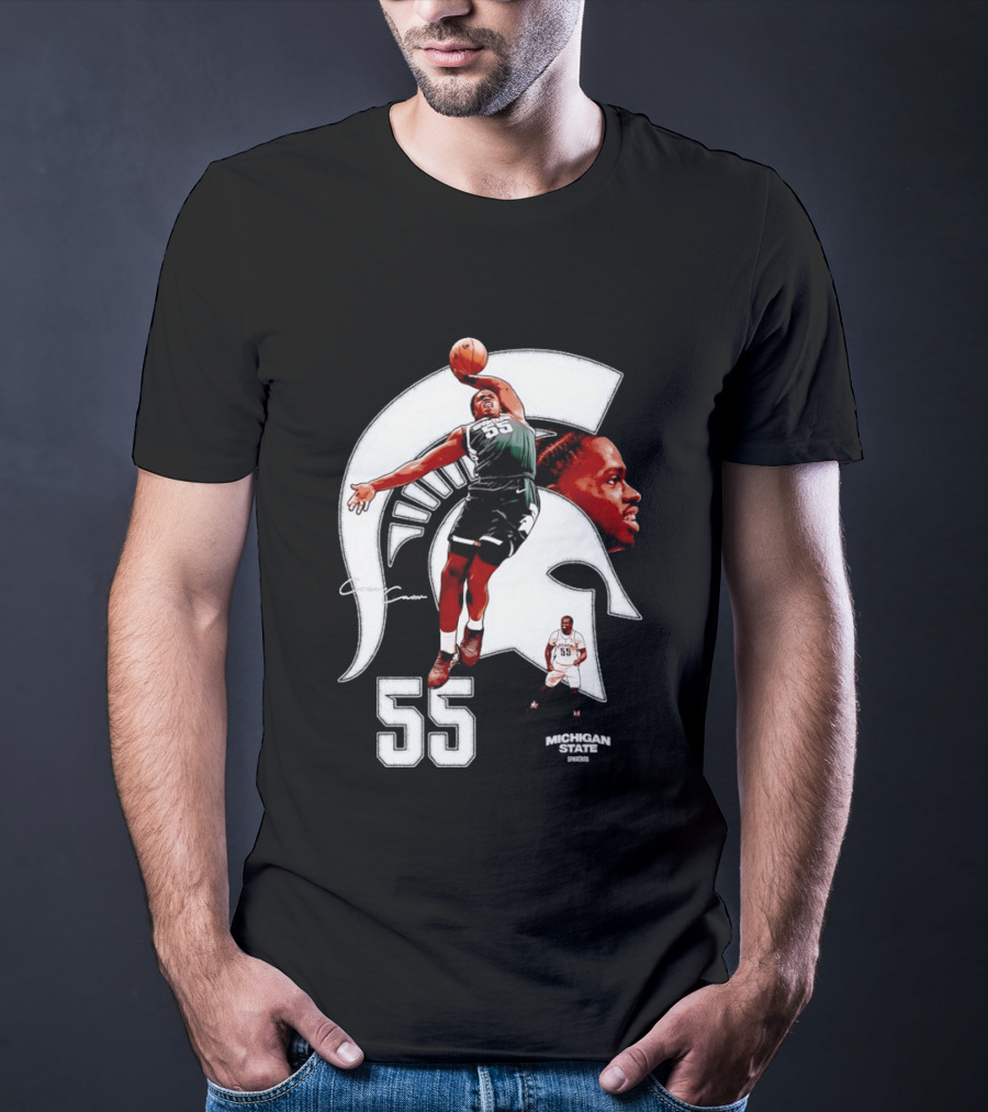 Coen Carr 55 Dunking Michigan State Spartan Basketball Player T-Shirt
